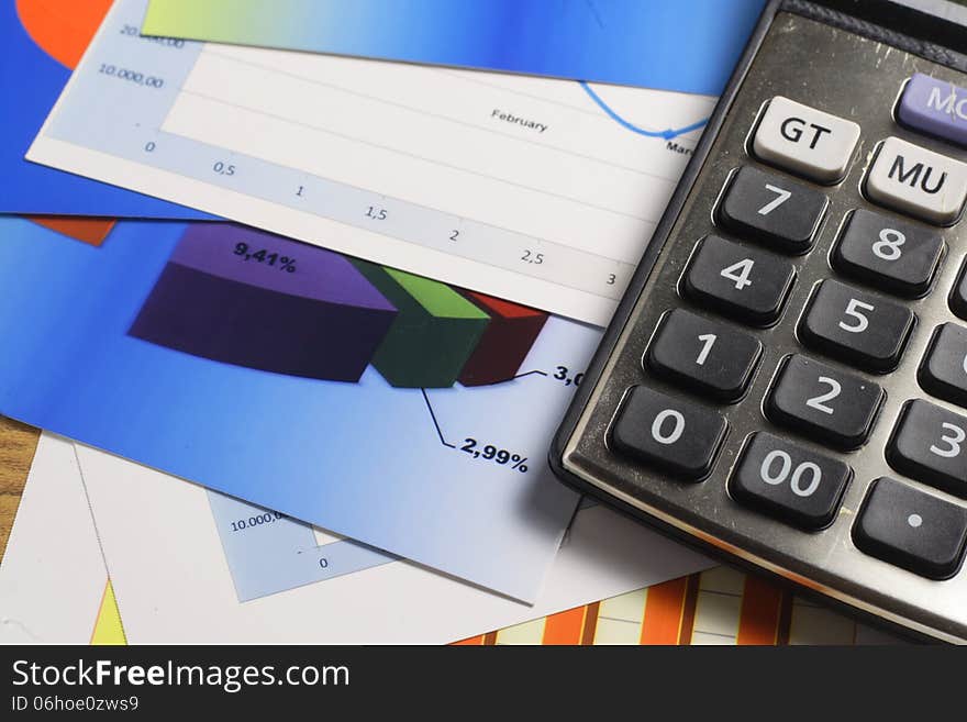 Chart, Calculator & Pen, Accounting and Finance Concept