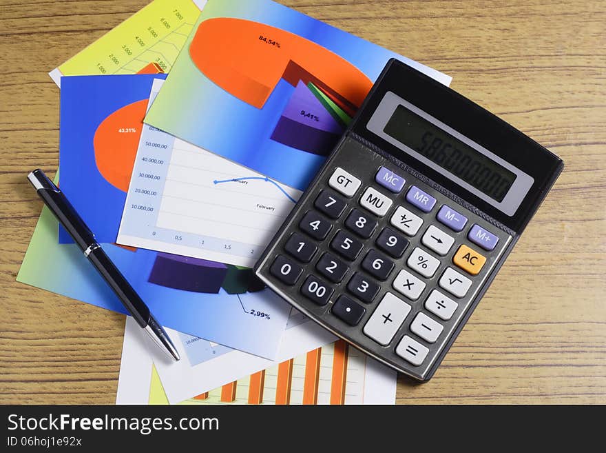 Chart, Calculator & Pen, Accounting and Finance Concept