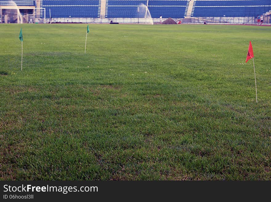 Outdoor Scene of a Soccer Field Maintenance Process