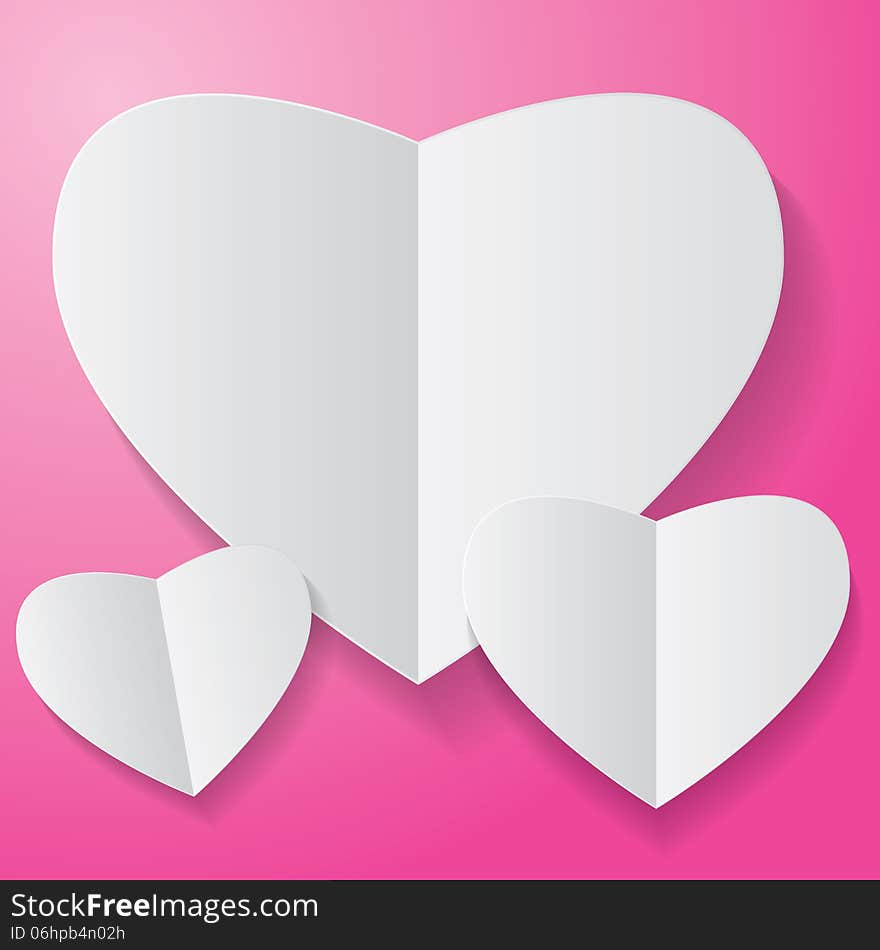 Paper heart on pink background. illustration