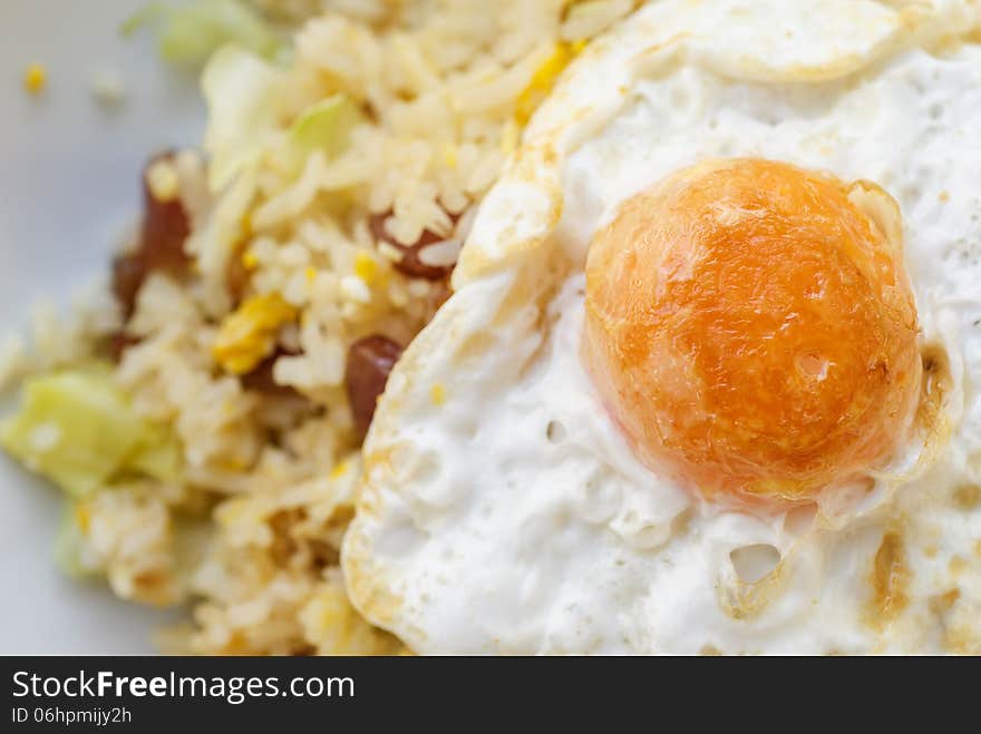 Fried Rice with Chinese Sausage and Salted Egg Yolk, Simple breakfast. Fried Rice with Chinese Sausage and Salted Egg Yolk, Simple breakfast