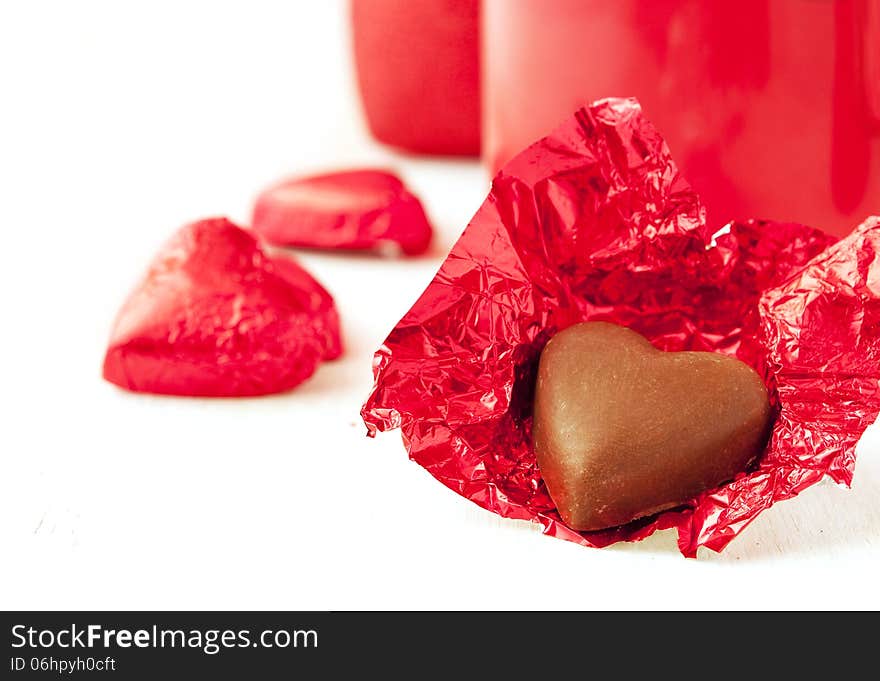 Heart shaped chocolates in details. Heart shaped chocolates in details