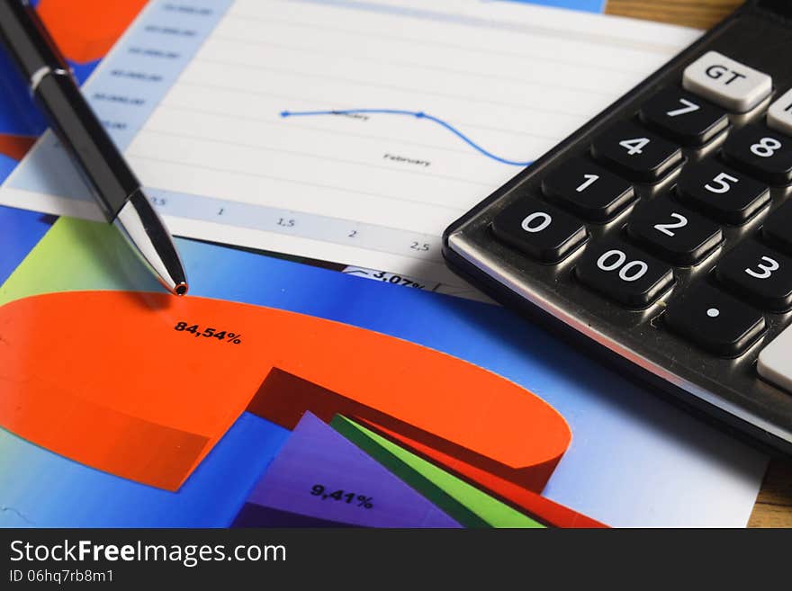 Chart, Calculator & Pen, Accounting and Finance Concept