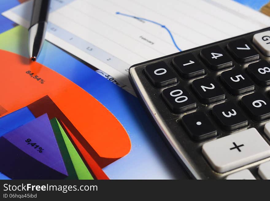 Chart, Calculator & Pen, Accounting and Finance Concept