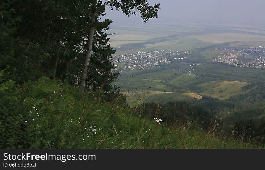 Panorama balneological resort Belokurikha from Mount Tserkovka.