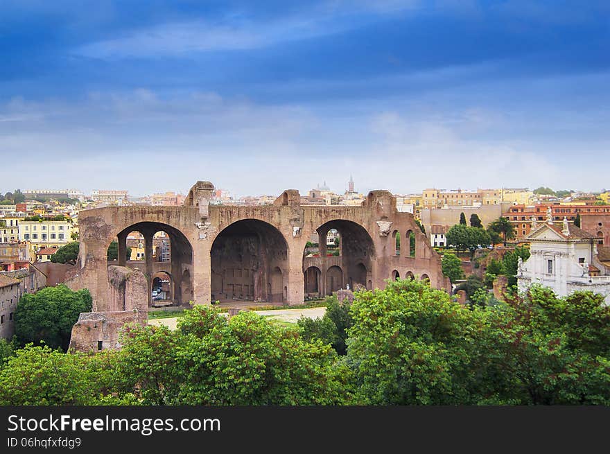 View Of Basilica Of Maxentius Roman Forum