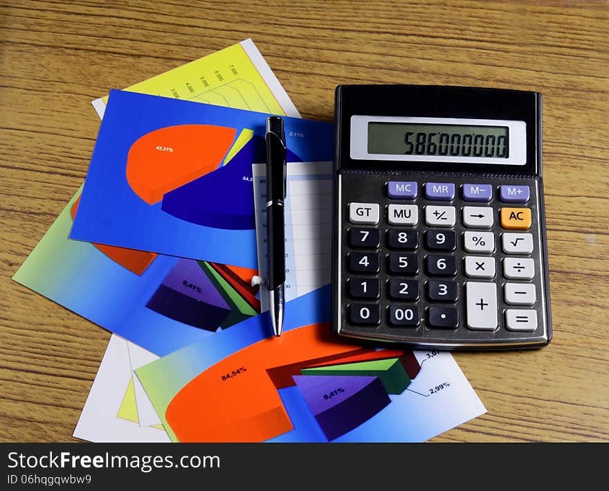 Chart, Calculator & Pen, Accounting and Finance Concept