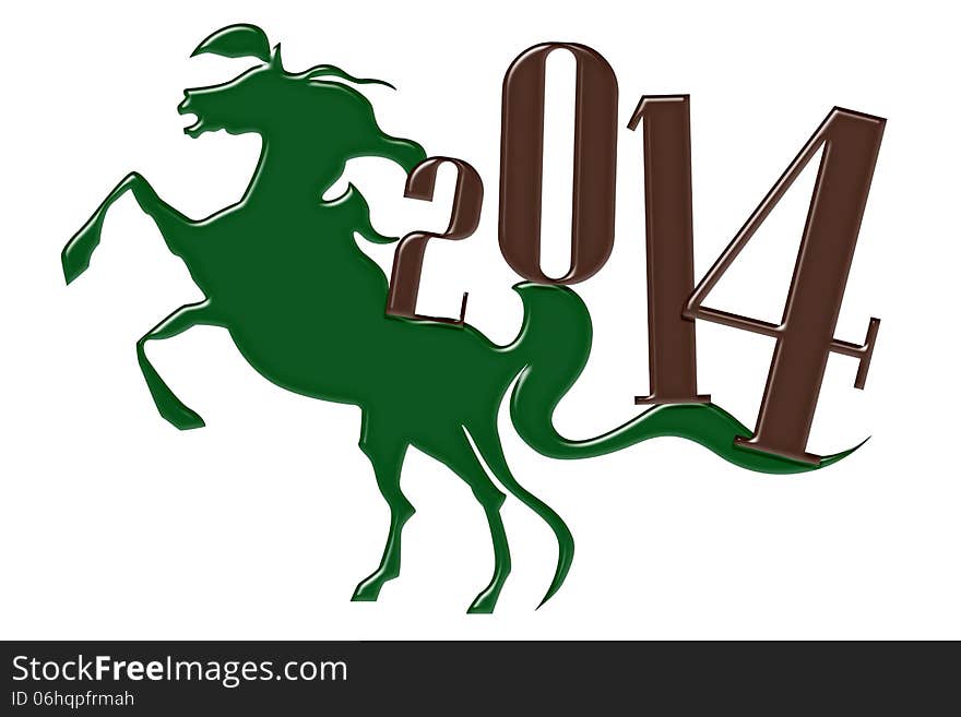 Green horse carrying the new year. Green horse carrying the new year