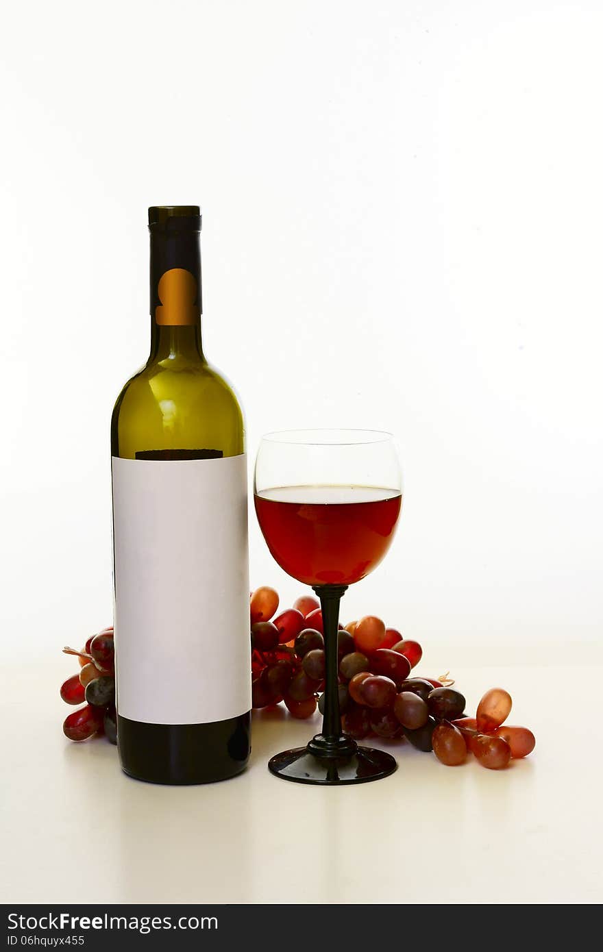 Bottle of wine on a white background