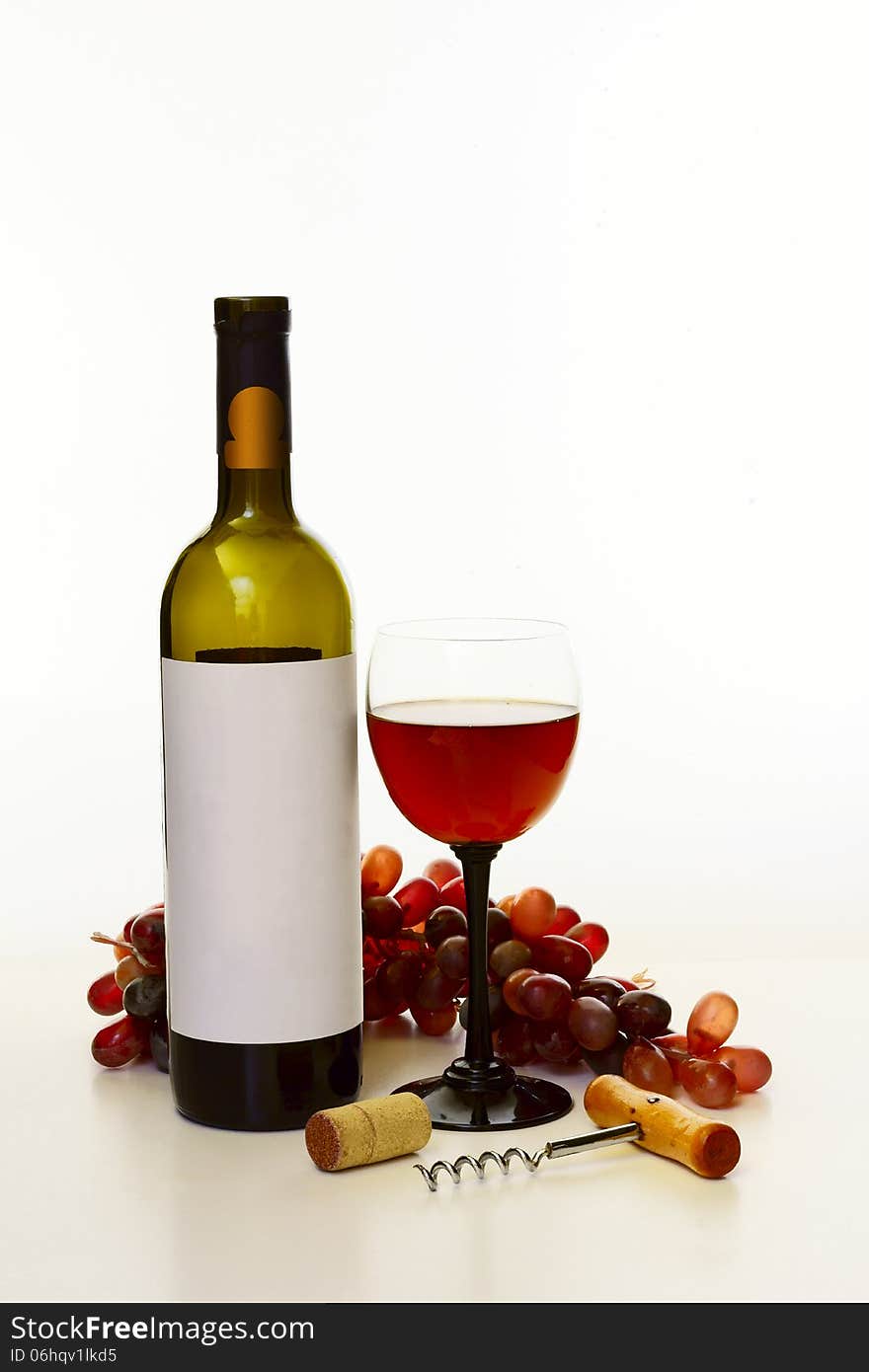 Bottle of wine on a white background