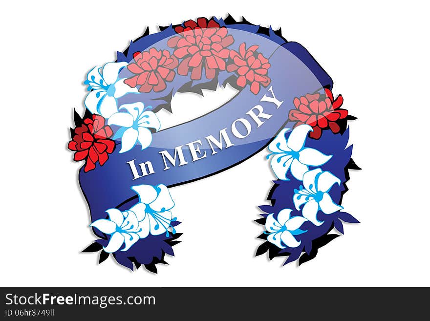 In memory wreath in white background.