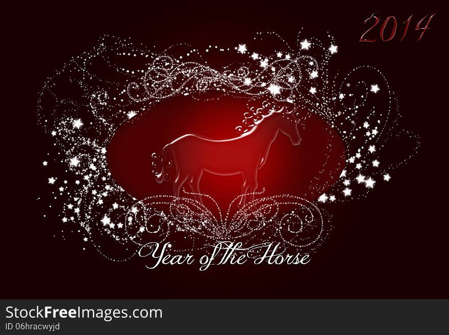 Sparkling Red horse in a red background. Sparkling Red horse in a red background.