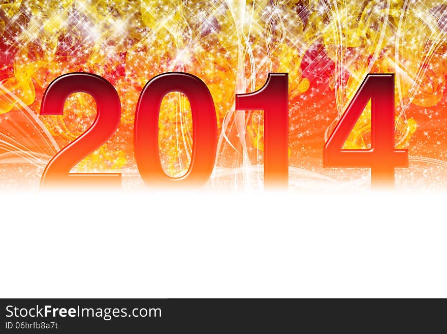 2014 sparkling wallpaper in a red background.