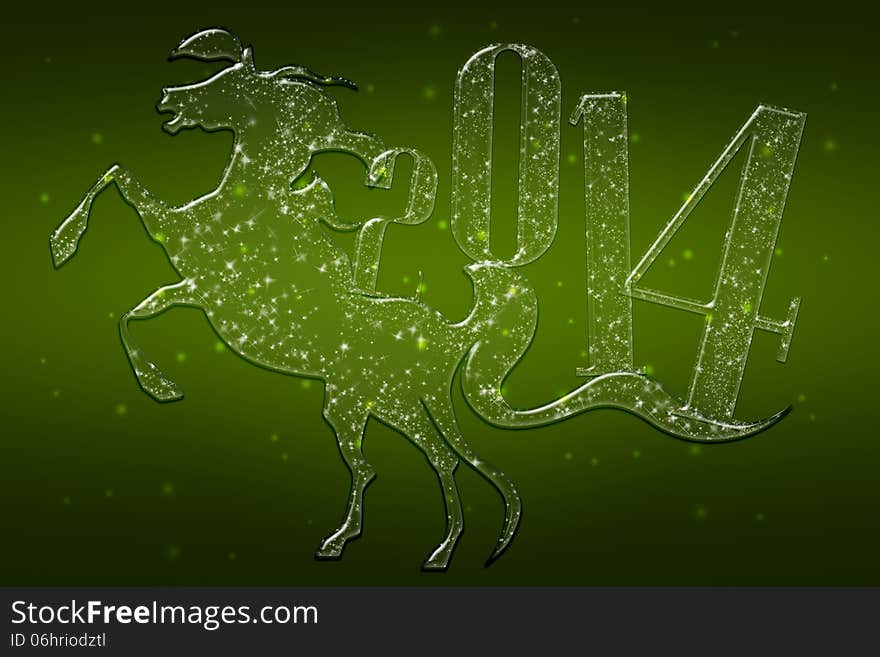 Sparkling Green horse in a green background. Sparkling Green horse in a green background