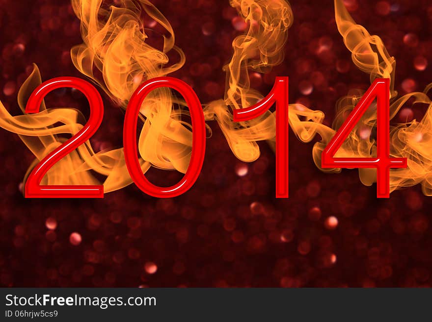 Fiery new year wallpaper in a red background.