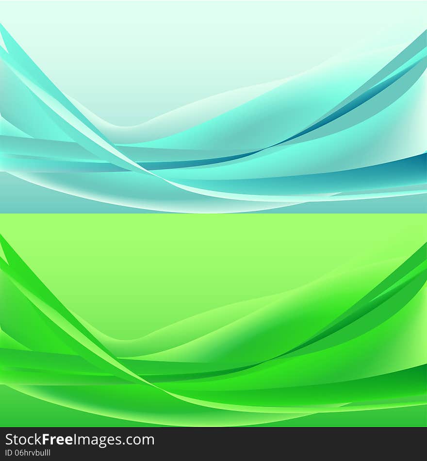 Set of green and blue waves abstract background. Set of green and blue waves abstract background