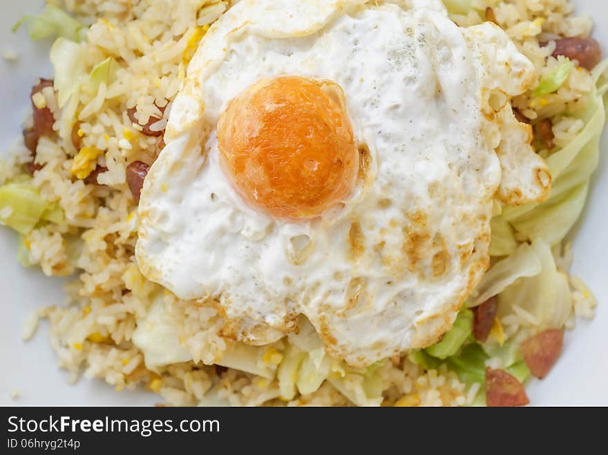 Fried Rice with Chinese Sausage and Egg Yolk. Fried Rice with Chinese Sausage and Egg Yolk