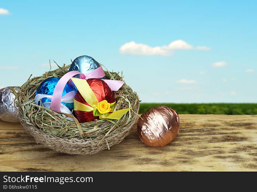 Easter Eggs In A Nest