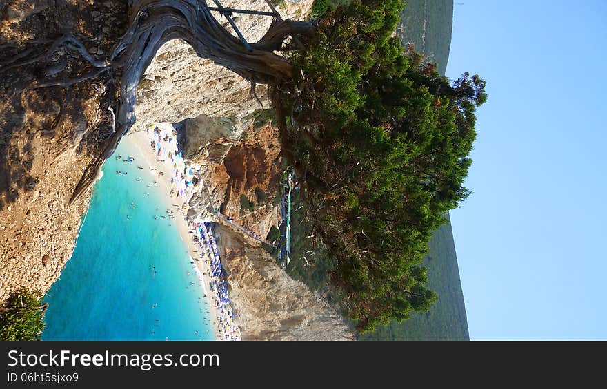 View on Porto Katsiki beach in Lefkada