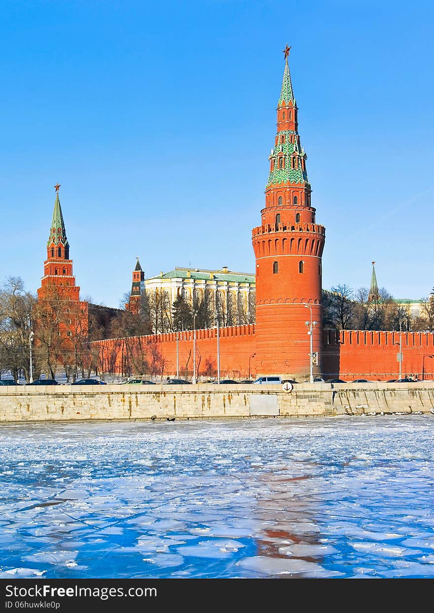 Moscow Kremlin in cold winter