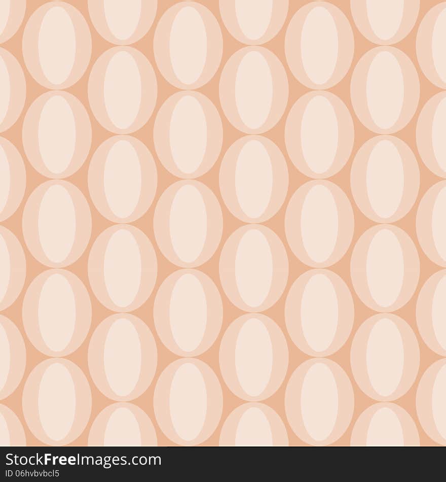 Oval White Abstract Pattern On Beige