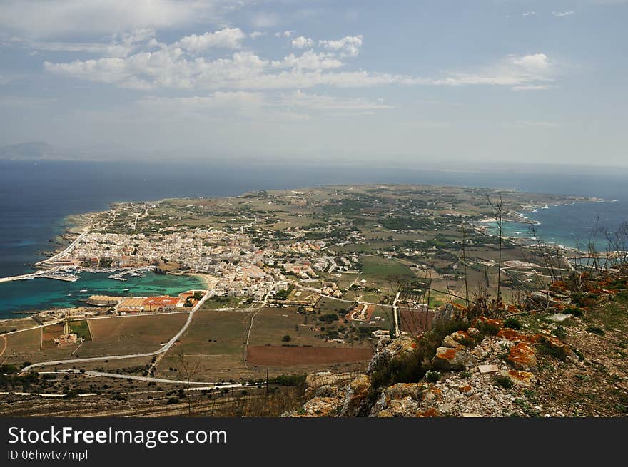 Italy Favignana island panorama view. Italy Favignana island panorama view