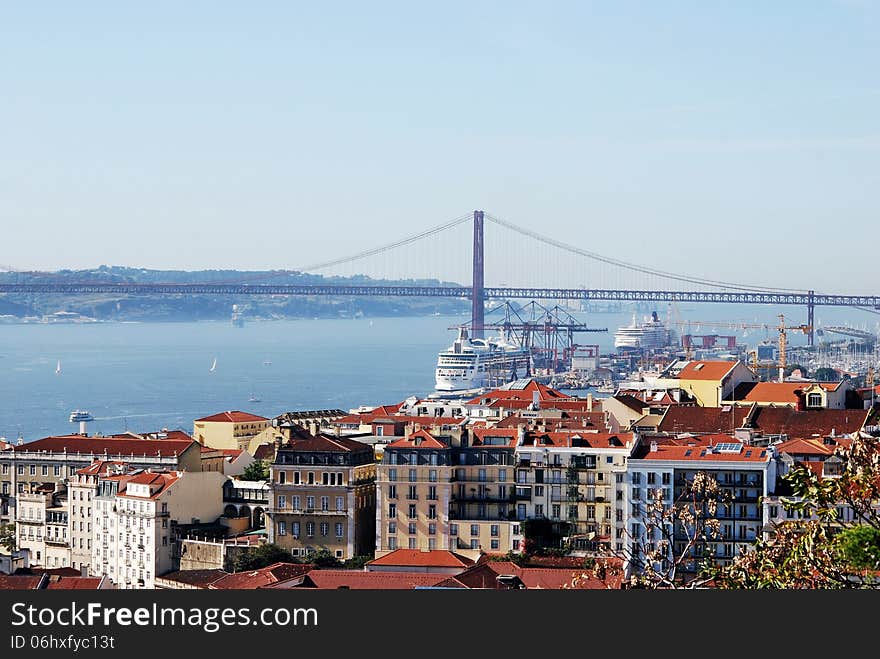 Lisbon city and tejo river. Lisbon city and tejo river