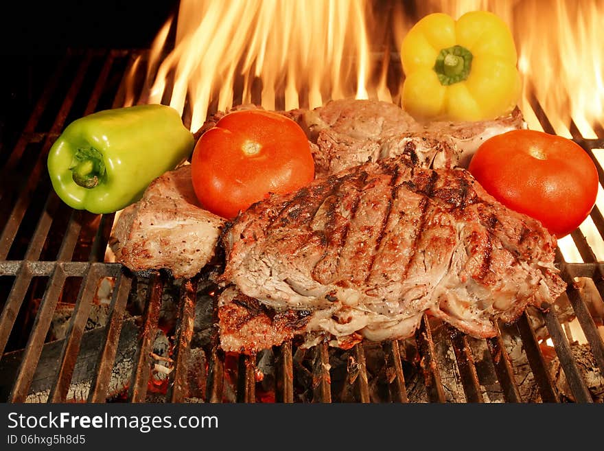 Two Grilled Beef Steaks With Vegetables XXXL