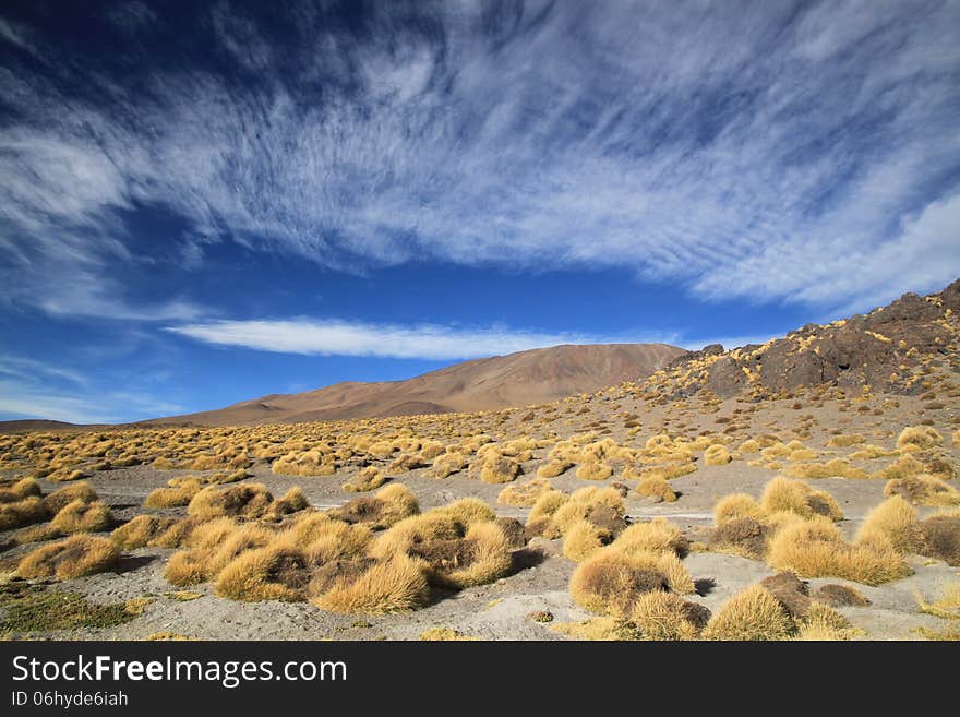 Scenic view in Andes Mountains, Bolivia Sunset near Laguna Colorada, Bolivia, South America