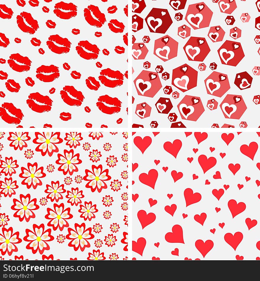 Set of seamless love patterns.