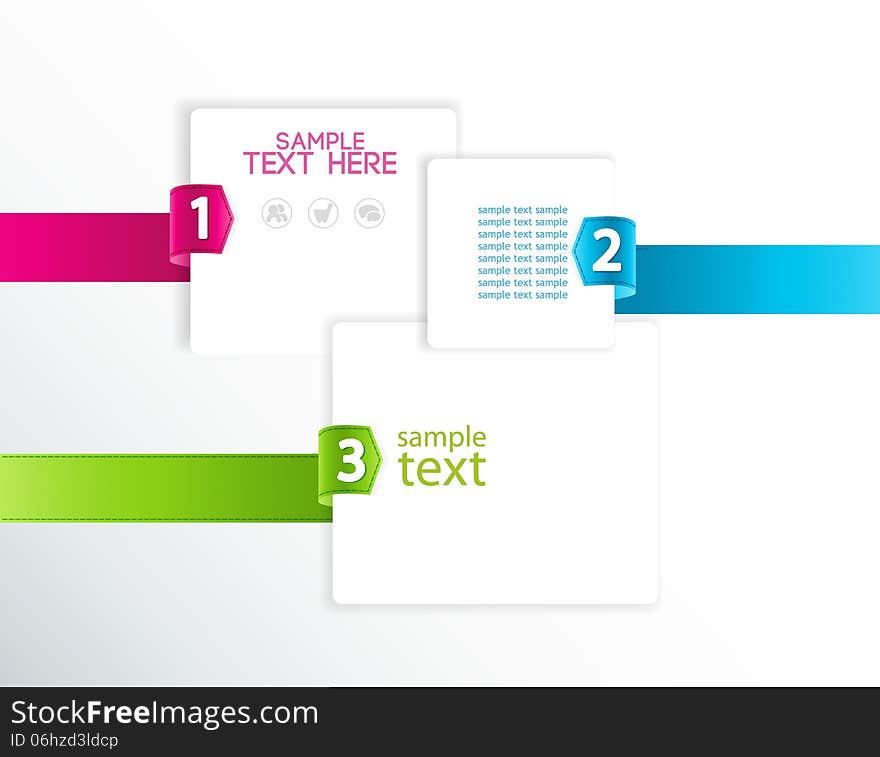 Vector design template with numbered ribbons