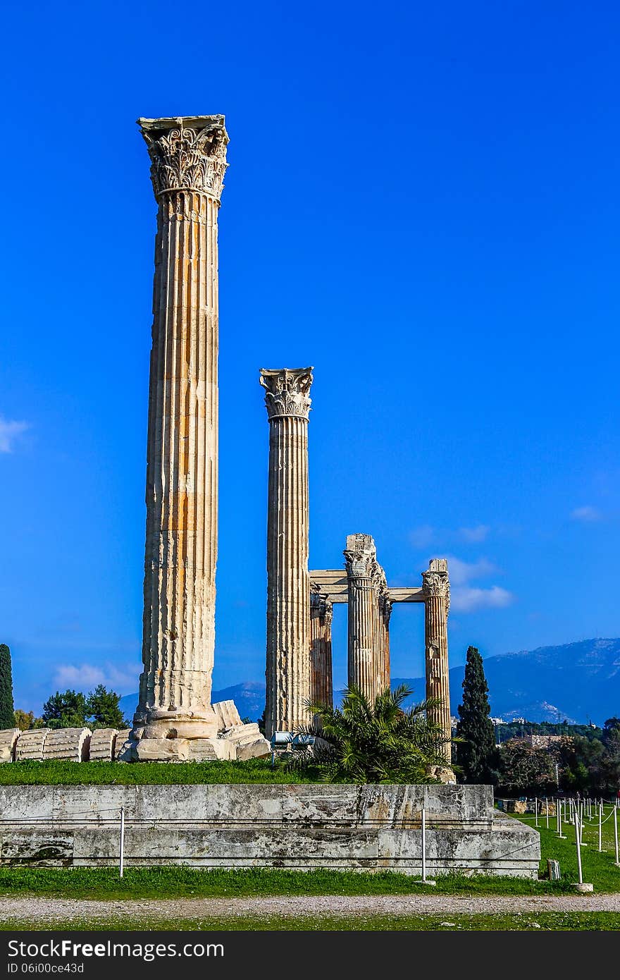 Ruins of ancient temple of Zeus, light HDR photo. Ruins of ancient temple of Zeus, light HDR photo