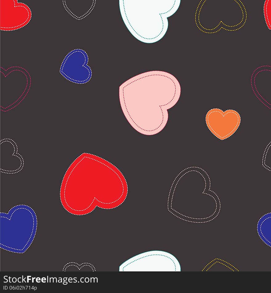 Colorful hearts on dark grey background