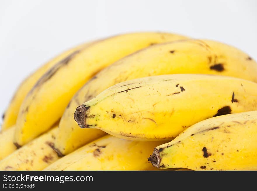 Close up banana on white backgound