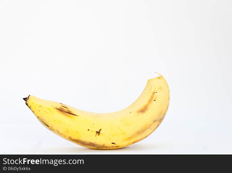 Lonely banana on white background