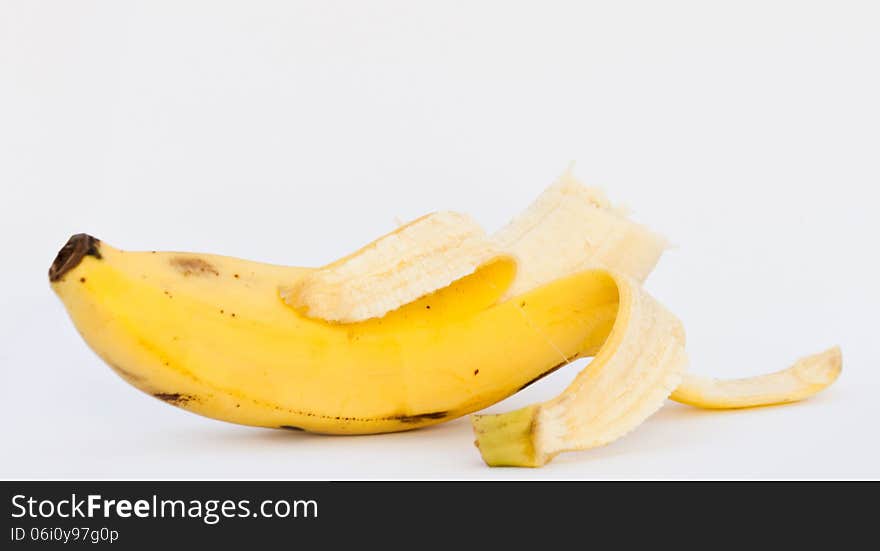 Bited Banana On White Background