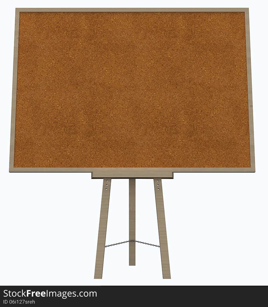 Empty blank cork board with wooden frame on white