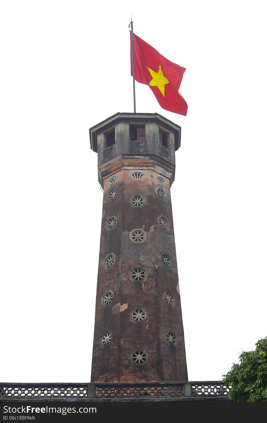 Hexagonal Flag Tower. Hanoi, northern Vietnam.