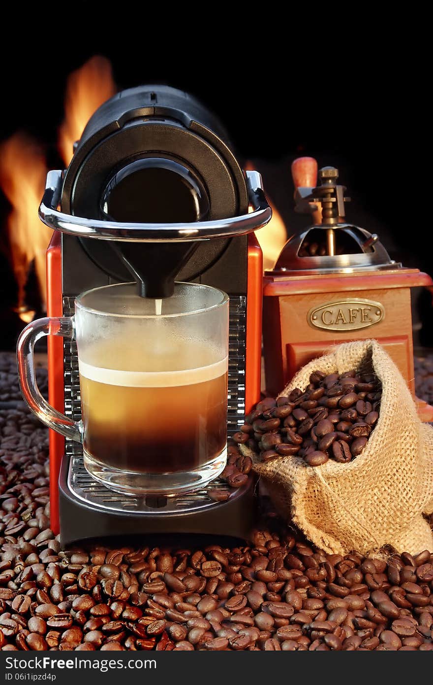 Coffee Machine With Mug Of Espresso XXXL