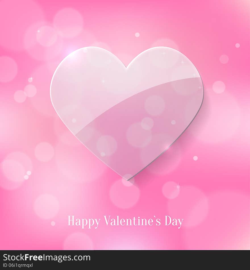 Glass Heart on Pink Bokeh Background