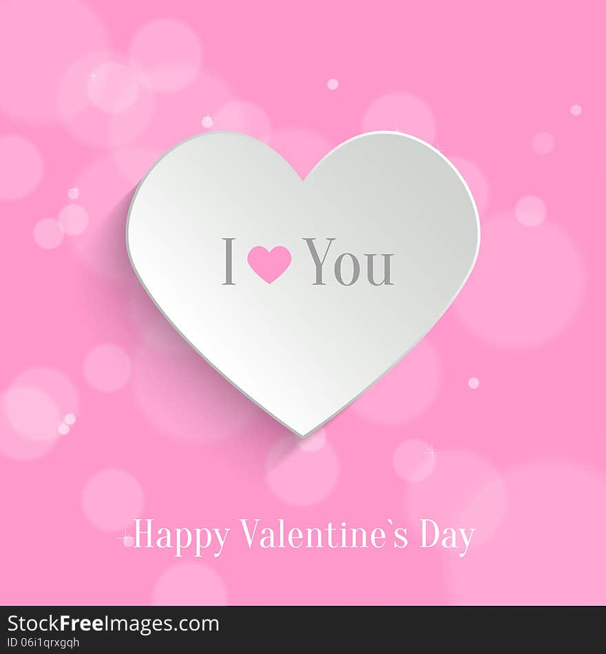 Speech Bubble. White Paper Heart With Shadow On Pink Bokeh Background. Valentine's day Background. Speech Bubble. White Paper Heart With Shadow On Pink Bokeh Background. Valentine's day Background