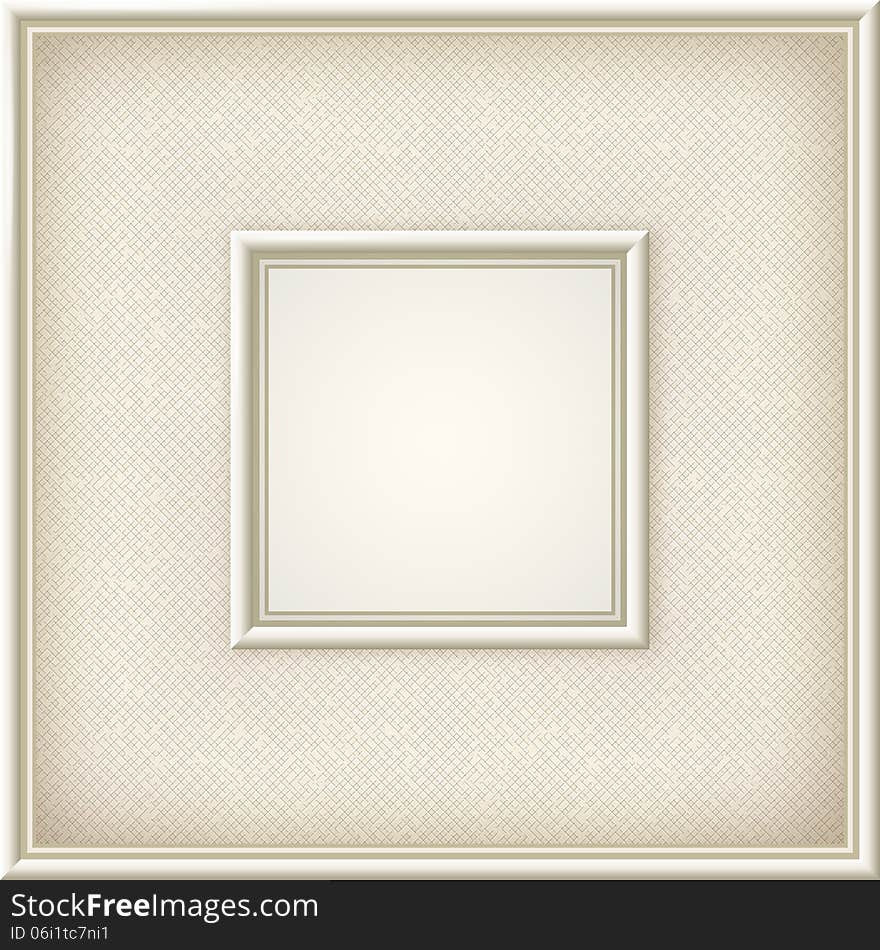 Border square picture or photo white frame on fabric background with canvas texture vector. Border square picture or photo white frame on fabric background with canvas texture vector