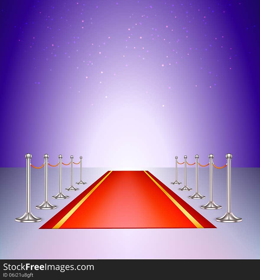 Red Carpet Entrance With The Stanchions And The