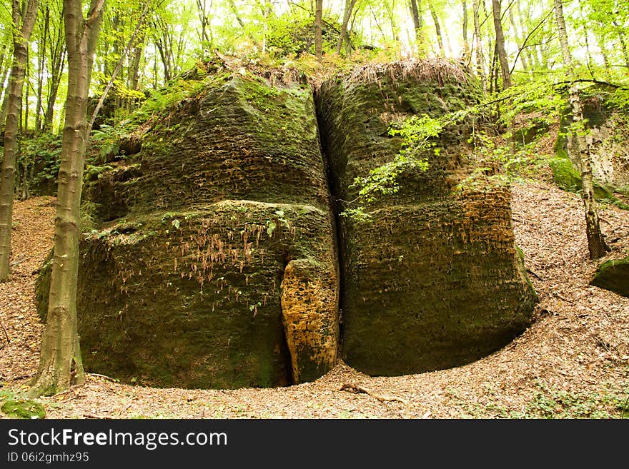 Two rocks next to each other