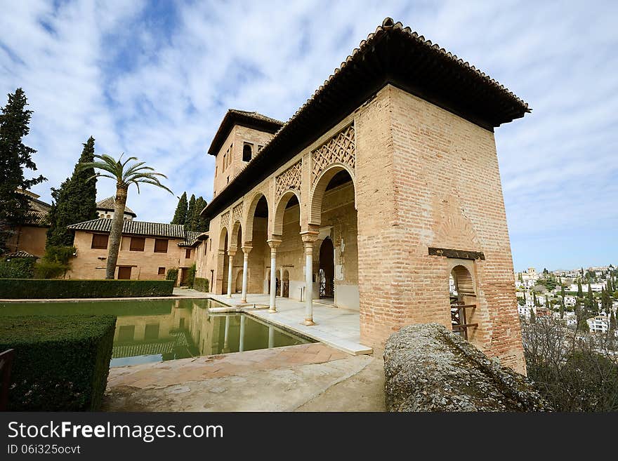 The Partal gardens of Alhambra in Granada, Andalusia, Spain