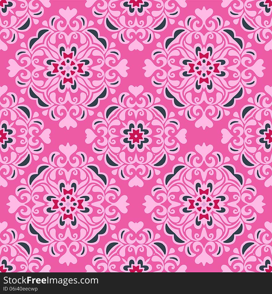 Seamless pattern pink flower vector design