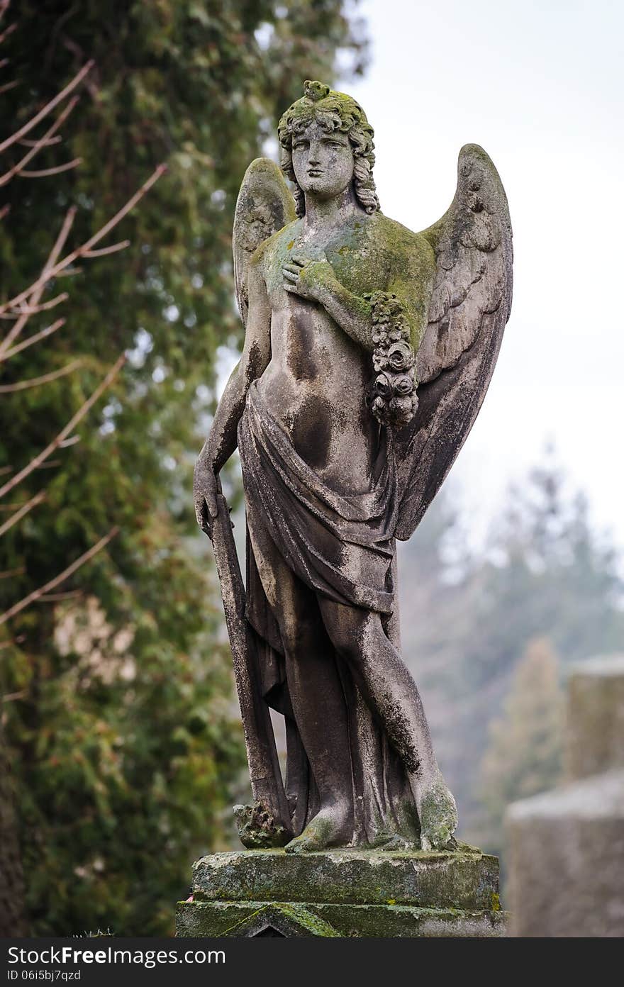 Angel on the grave at Lychakiv cemetery, Lviv, Ukraine. Angel on the grave at Lychakiv cemetery, Lviv, Ukraine