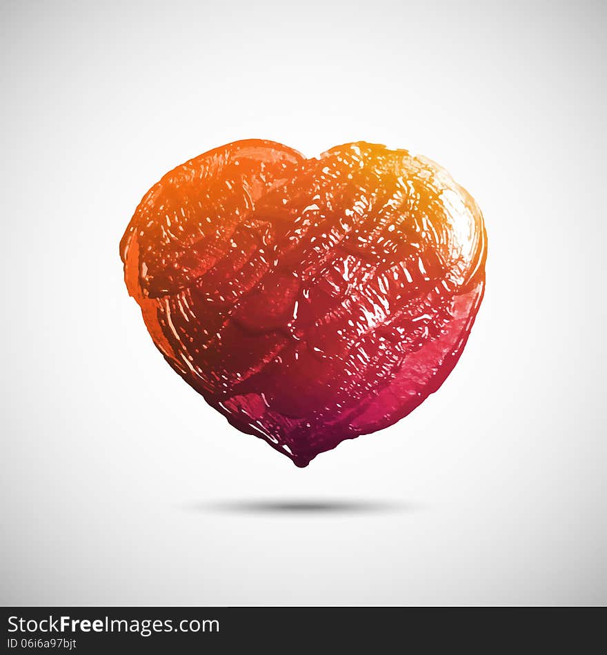 Hand-drawn painted heart, vector element for your design