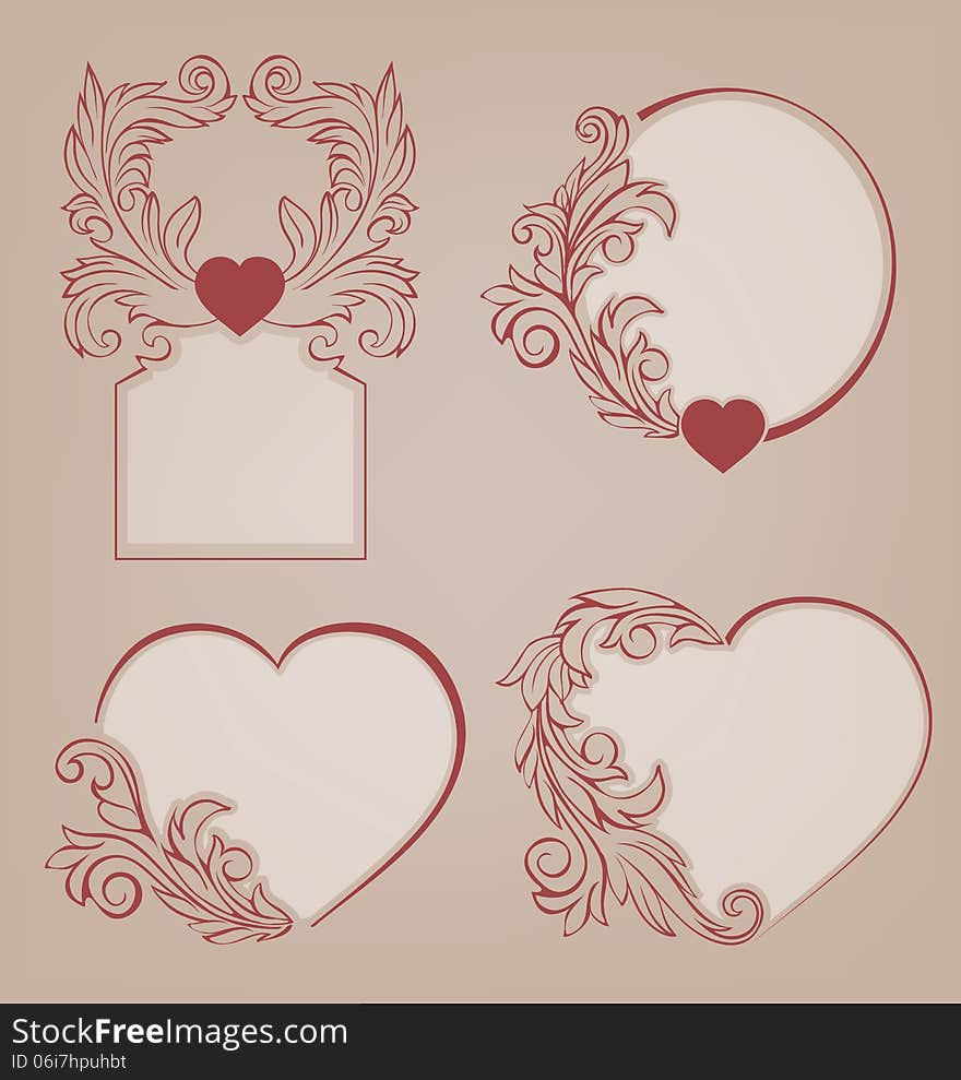 Valentines background heart floral motif