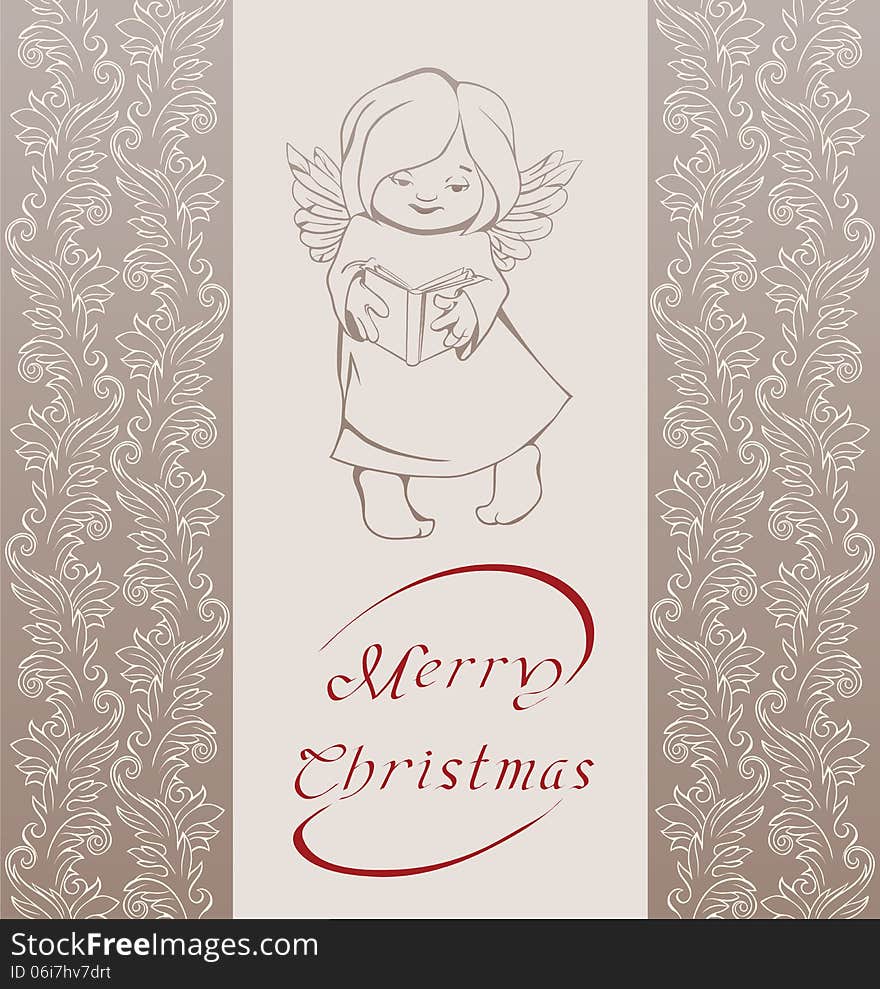 Singing Christmas angel and baroque ornament. Singing Christmas angel and baroque ornament.